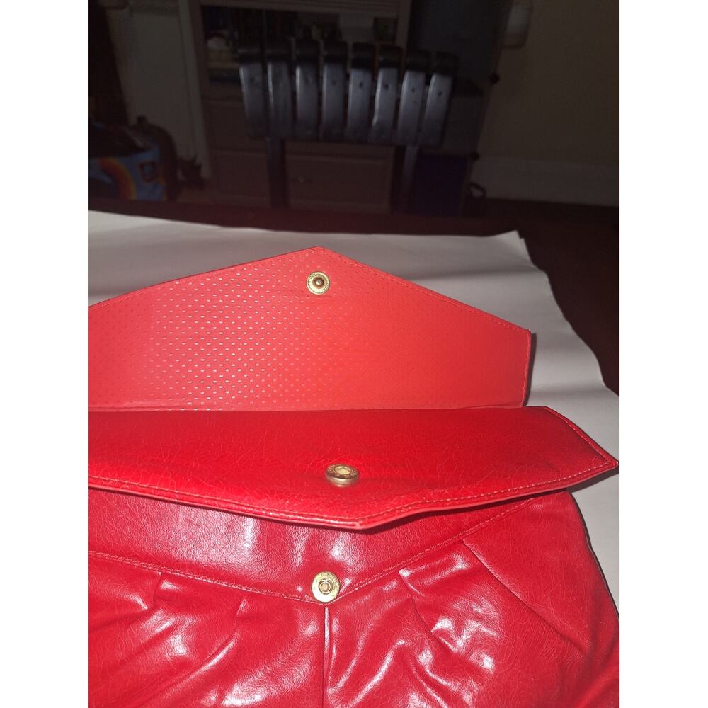Vintage Made In Taiwan 80s Retro Red Clutch‎ Wrislet Faux Leather Purse Handbag - Picture 6 of 7